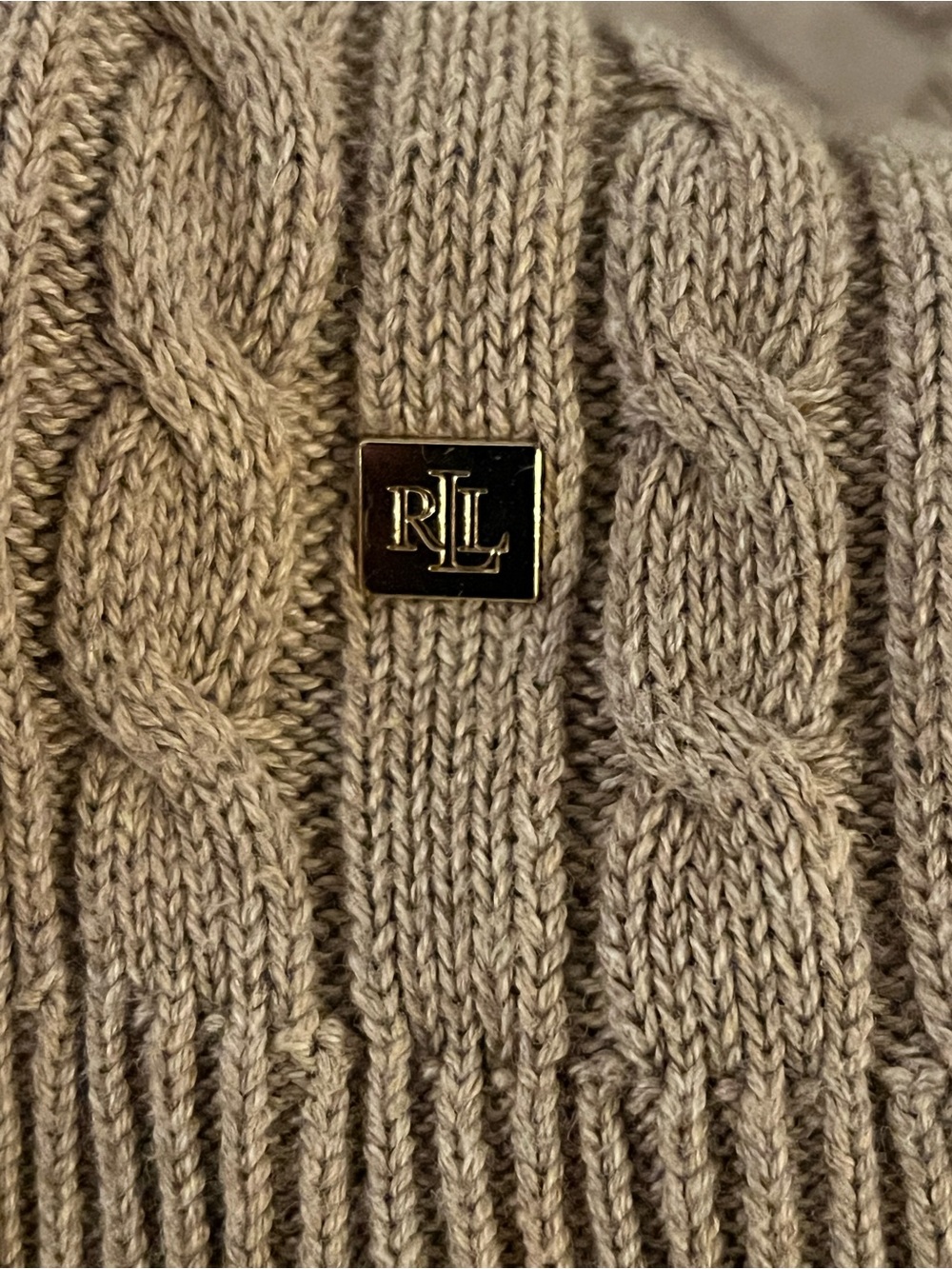 Ralph Lauren Classic Cable-Knit Crewneck Sweater in Taupe - Picture 8 of 8